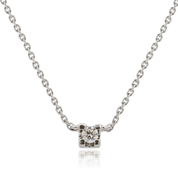 Колье из белого золота с бриллиантом