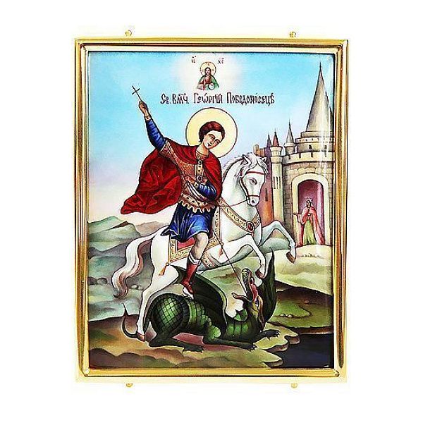 Икона «Георгий Победоносец» из серебра