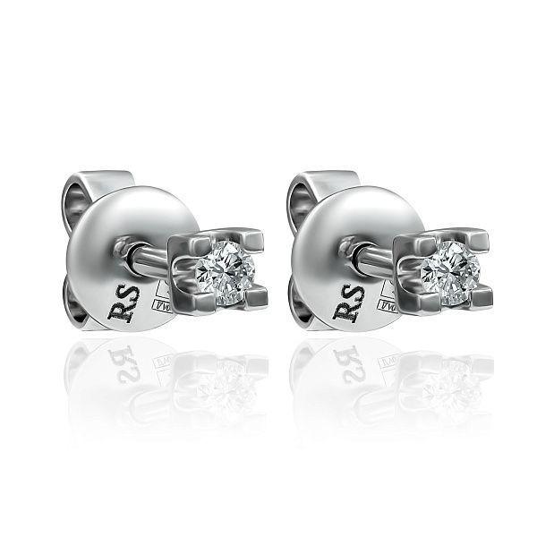 Пусеты из белого золота с бриллиантами