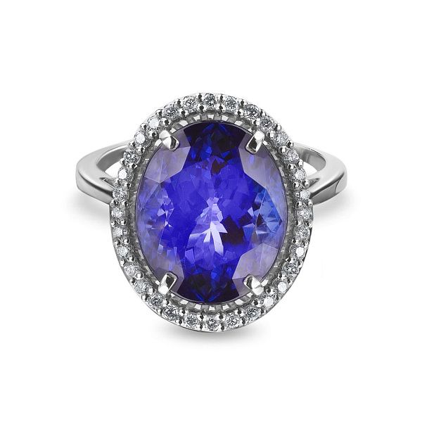 Кольцо «Сердце Танзании» из белого золота с танзанитом 1.772 ct и бриллиантами