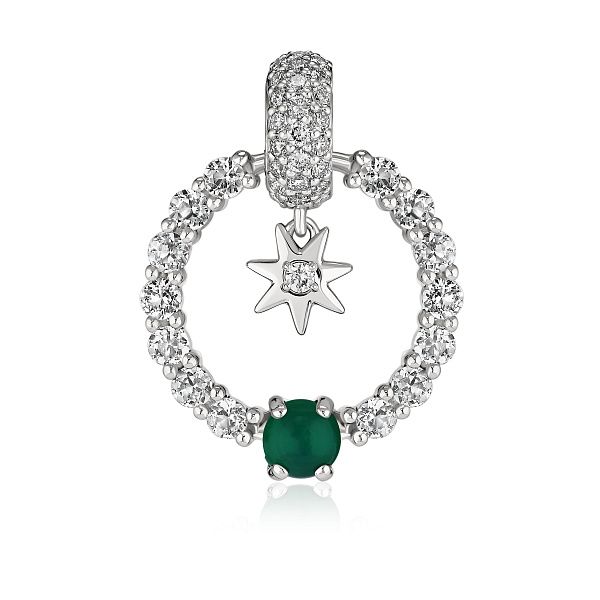 Подвеска из белого золота с топазами, бриллиантами и агатом