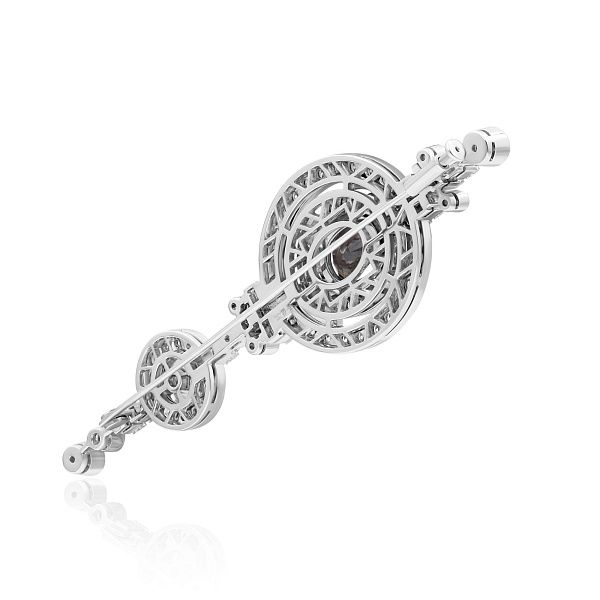 Брошь из белого золота со шпинелью 3.13 ct и бриллиантами