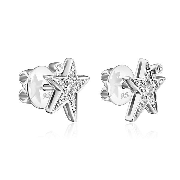 Пусеты из белого золота с бриллиантами