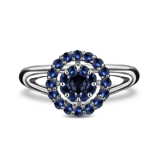 Кольцо из белого золота с сапфирами