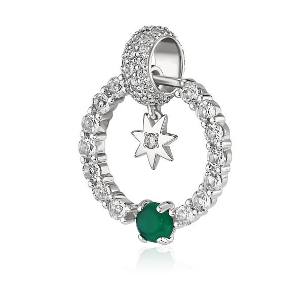 Подвеска из белого золота с топазами, бриллиантами и агатом