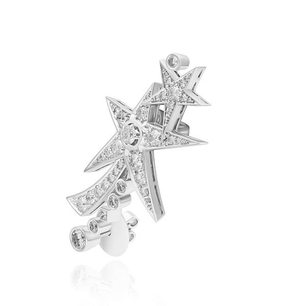 Серьга кафф из белого золота с бриллиантами