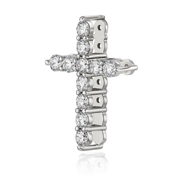 Крест из белого золота с бриллиантами