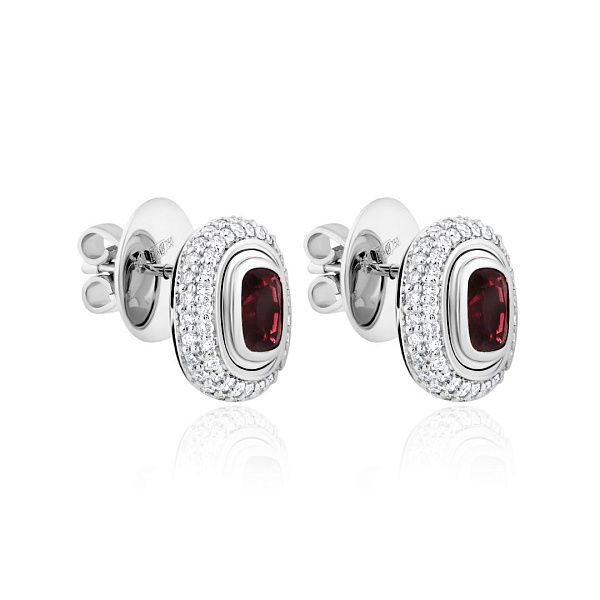 Пусеты из белого золота с бриллиантами и шпинелью 1.84 ct