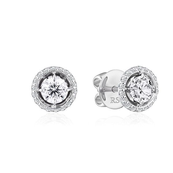 Пусеты из белого золота с бриллиантами 1.02 ct