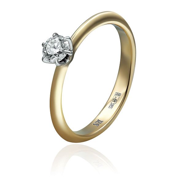 Кольцо из красного золота с бриллиантом