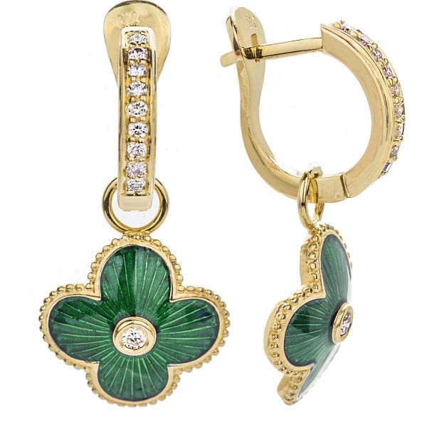 Серьги из желтого золота с бриллиантами