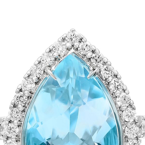 Кольцо из белого золота с топазом и бриллиантами