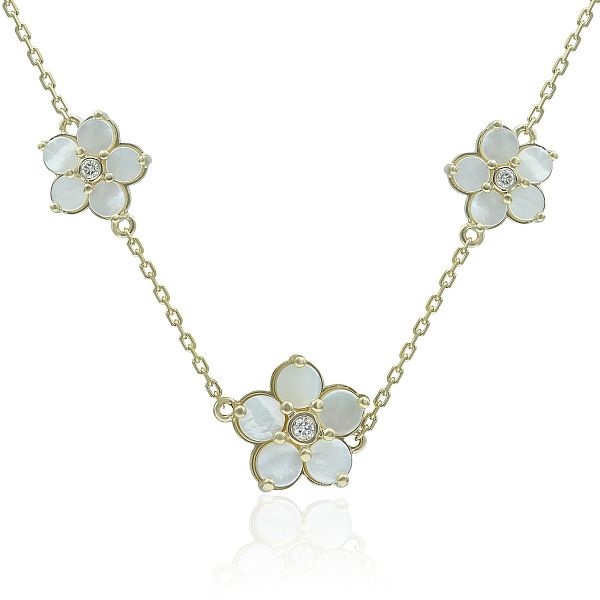 Колье из желтого золота с перламутром и бриллиантами