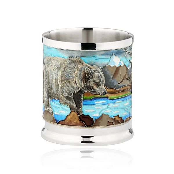 Бокал для виски из серебра «Медведь»