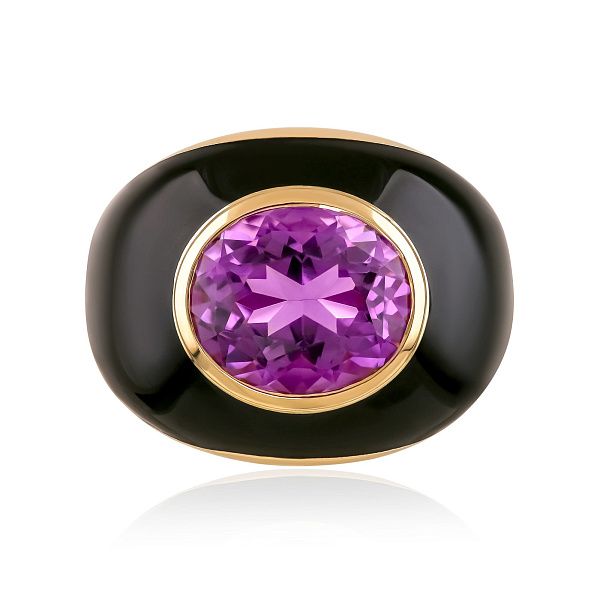 Кольцо из желтого золота с аметистом