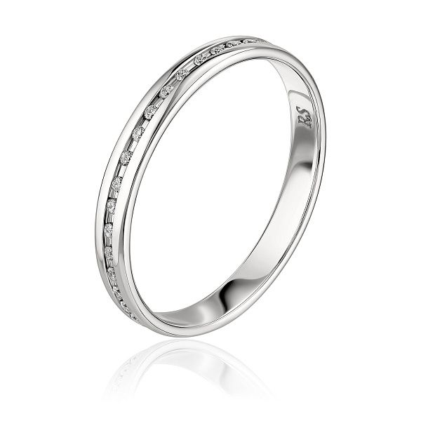 Обручальное кольцо из белого золота с бриллиантами