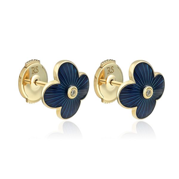 Пусеты из желтого золота с бриллиантами