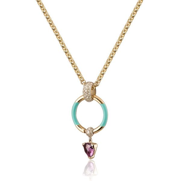 Колье из желтого золота с аметистом и бриллиантами