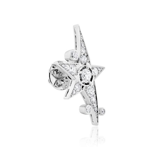 Серьга кафф из белого золота с бриллиантами