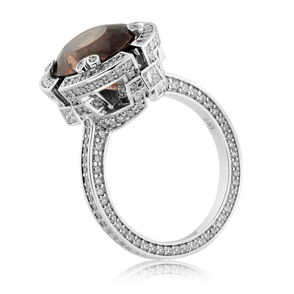 Кольцо из белого золота с бриллиантами и цирконом 1.786 ct