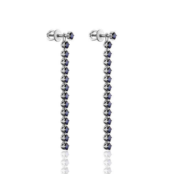 Пусеты из белого золота с сапфирами