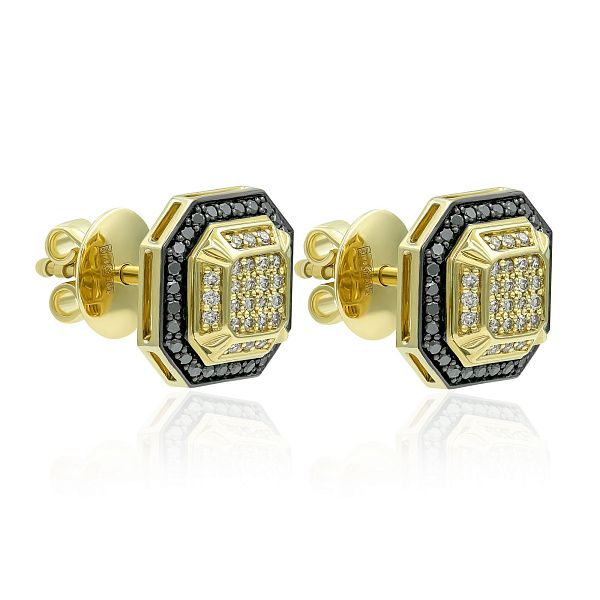 Пусеты из желтого золота с бриллиантами