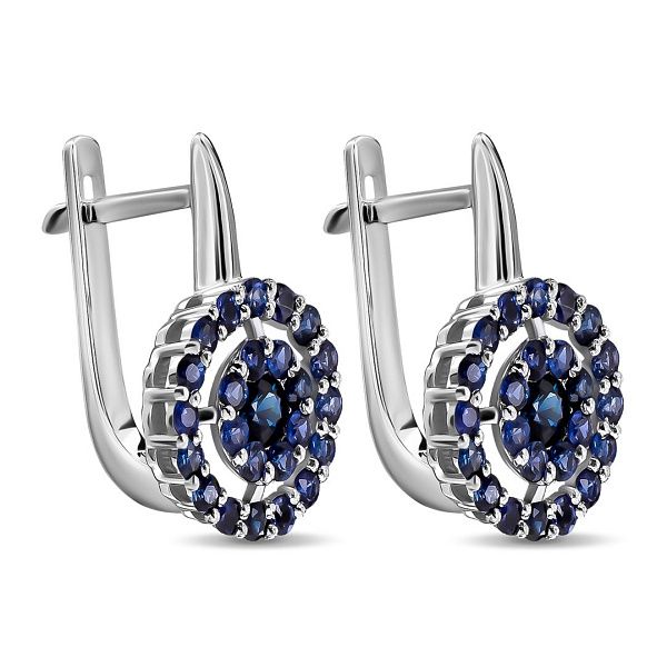 Серьги из белого золота с сапфирами