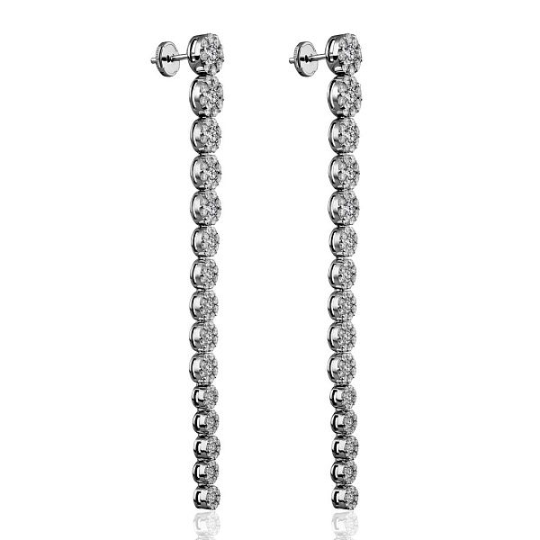 Пусеты из белого золота с бриллиантами