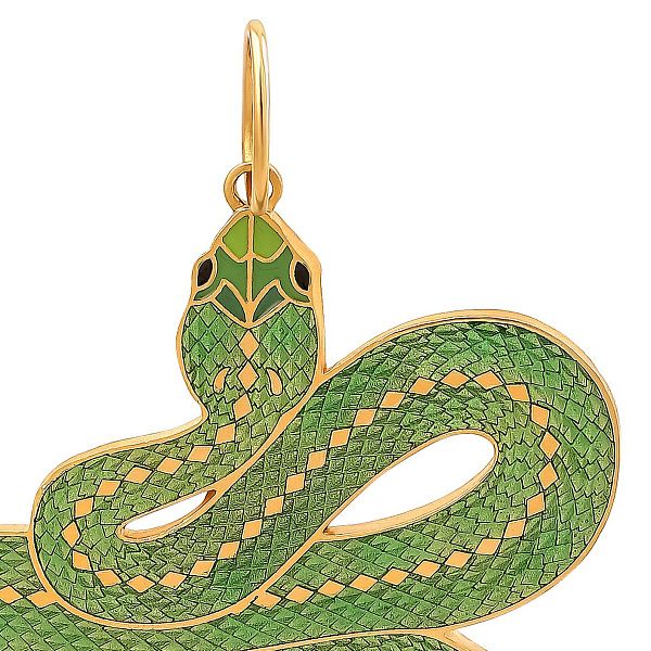 Елочная игрушка «Змея» из серебра 