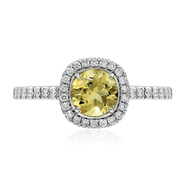 Кольцо из белого золота с бриллиантами и цитрином