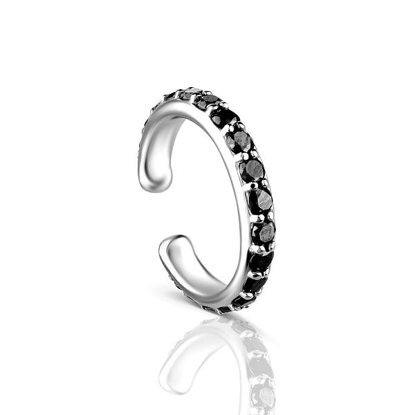 Серьга кафф из белого золота с бриллиантами