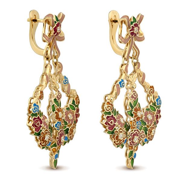 Серьги из желтого золота с бриллиантами