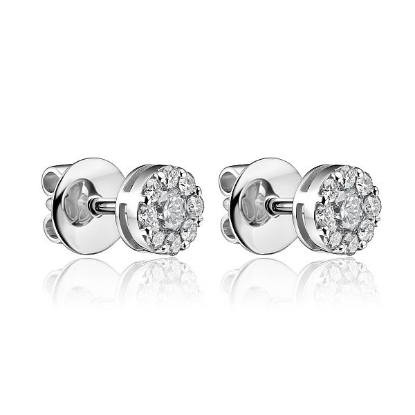 Пусеты из белого золота с бриллиантами