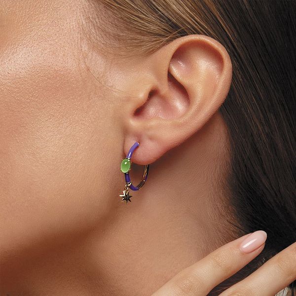 Серьги из жёлтого золота с агатом и бриллиантами