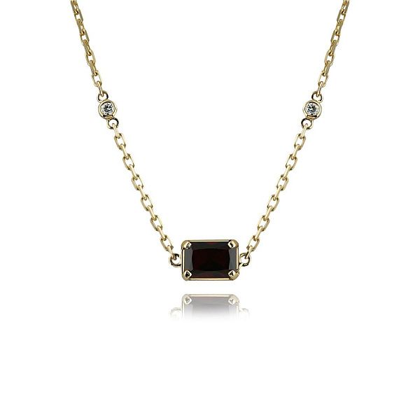 Колье из желтого золота с гранатом и бриллиантами