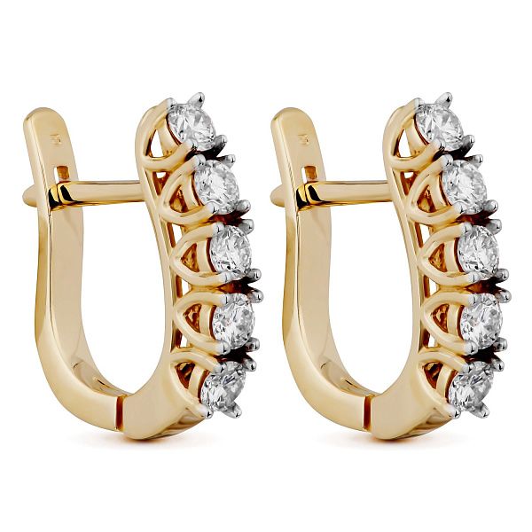 Серьги из желтого золота с бриллиантами