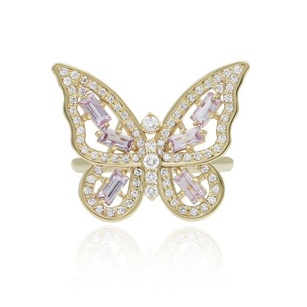 Кольцо из желтого золота с сапфирами и бриллиантами