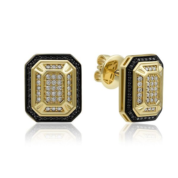 Пусеты из желтого золота с бриллиантами