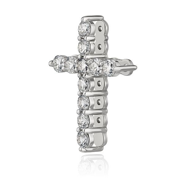 Крест из белого золота с бриллиантами