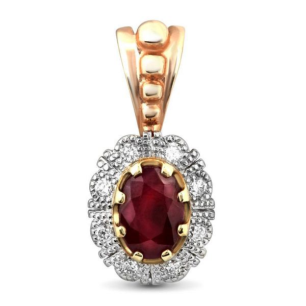 Подвеска из красного золота с бриллиантами и рубином