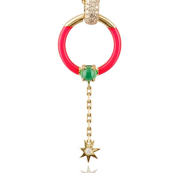 Колье из желтого золота с хризопразом и бриллиантами