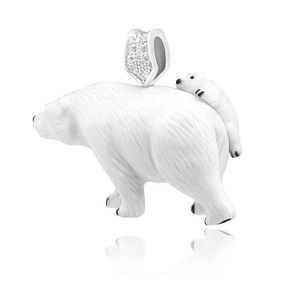 Колье «Созвездие» из белого золота с бриллиантами и кахолонгом