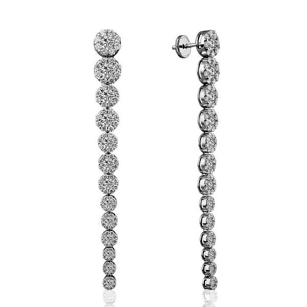 Пусеты из белого золота с бриллиантами