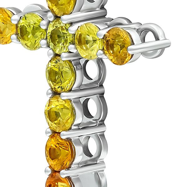 Крест из белого золота с сапфирами