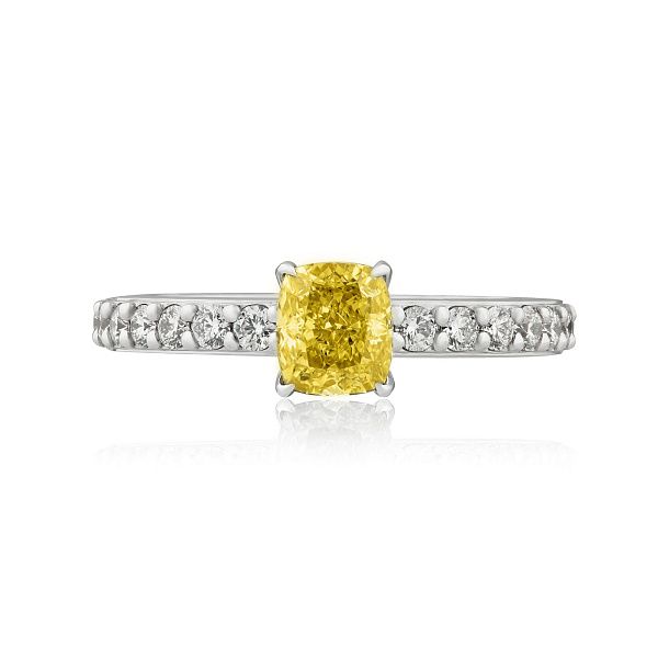 Кольцо из белого золота с желтым бриллиантом 1.0 ct