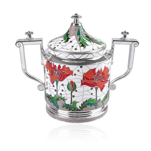 Бисквитница «Маки» из серебра 