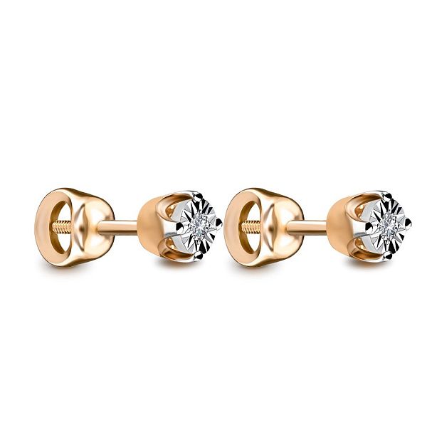 Пусеты из красного золота с бриллиантами