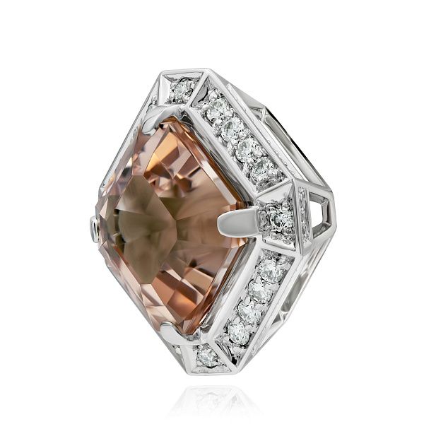 Подвеска из белого золота с морганитом 7.4 ct и бриллиантами
