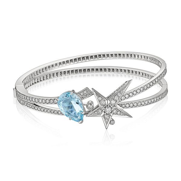 Браслет из белого золота с аквамарином 4.7 ct и бриллиантами