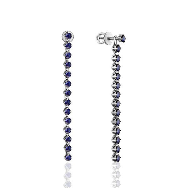 Пусеты из белого золота с сапфирами